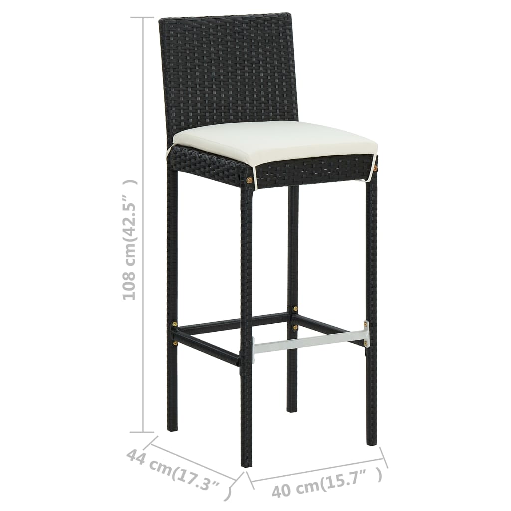 vidaXL Tapisserie de jardin avec coussins 2 pièces poly rotin noir