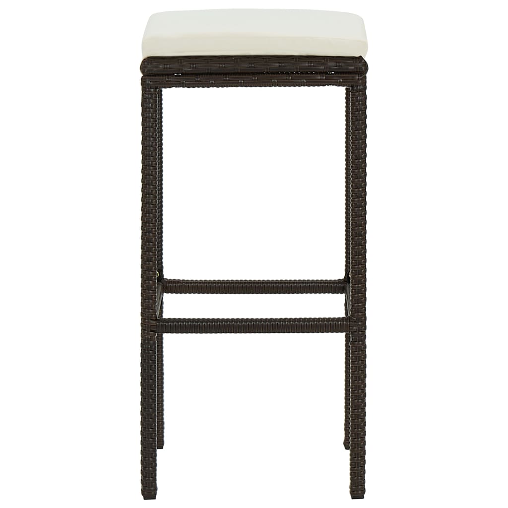 vidaXL Barkrukken met kussens 2 st poly rattan bruin
