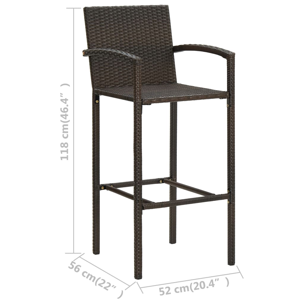 vidaXL Barkrukken 2 st poly rattan bruin