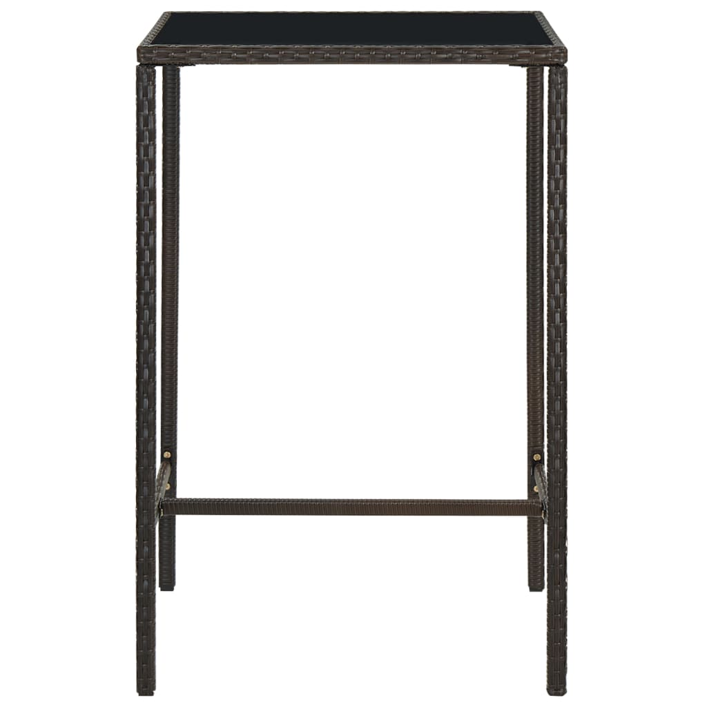 vidaXL Tuinbartafel 70x70x110 cm poly rattan en glas bruin