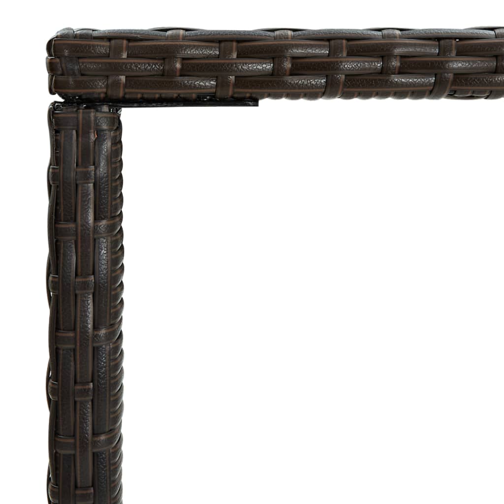 vidaXL Tuinbartafel 70x70x110 cm poly rattan en glas bruin