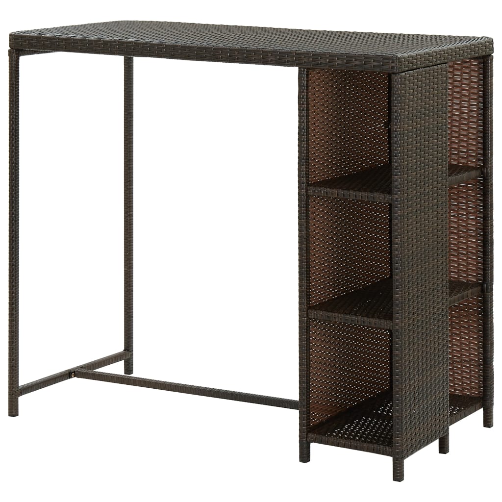 vidaXL Bartafel met opbergrek 120x60x110 cm poly rattan bruin