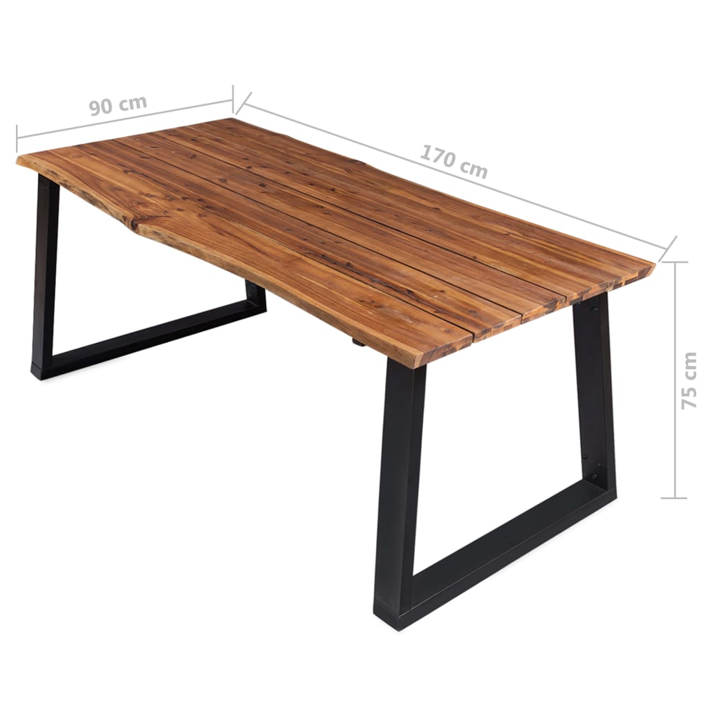 vidaXL Eettafel 170x90x75 cm acacia massif