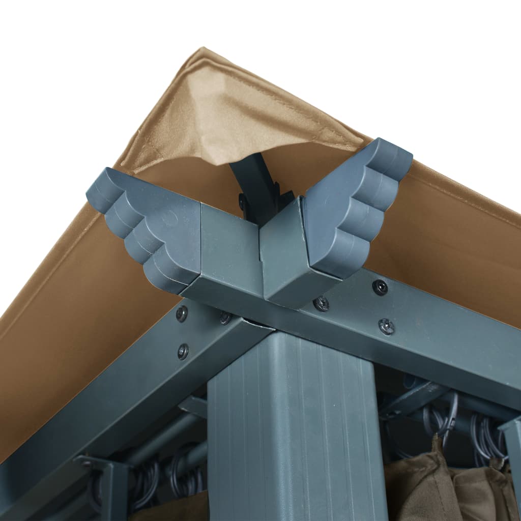 vidaXL Prieel met gordijn 300x300 cm aluminium taupe