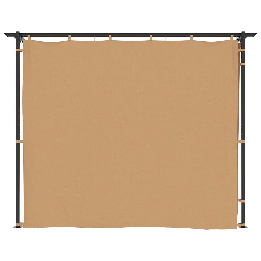 vidaXL Prieel met gordijnen 3x3 m staal taupe