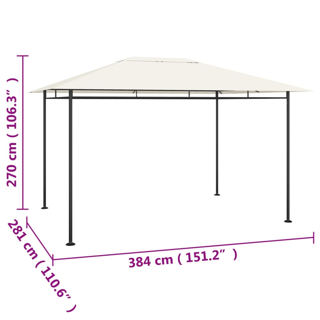 vidaXL Prieel 180 g/m² 384x281x270 cm crèmekleurig