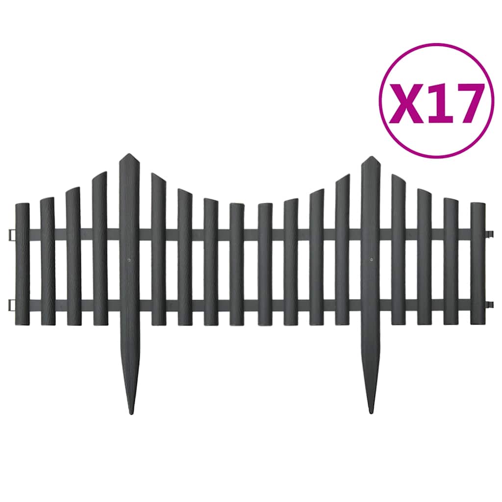 vidaXL Gazonranden 17 st 10 m PP antracietkleurig