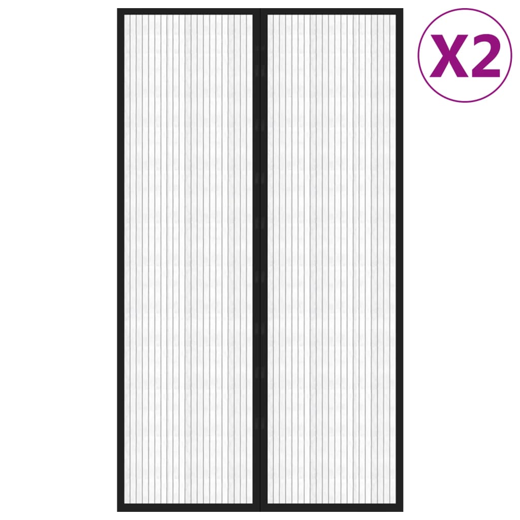 vidaXL Insectendeurgordijnen 2 st magnetisch 200x80 cm zwart