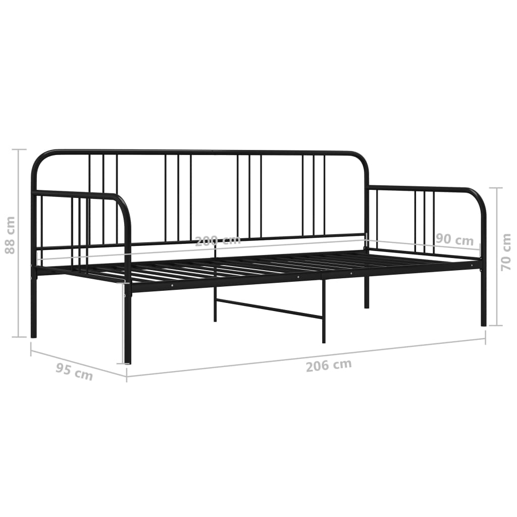 vidaXL Slaapbank metaal zwart 90x200 cm