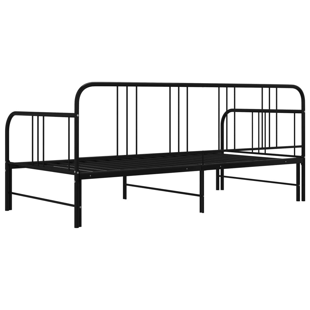 vidaXL Slaapbank uittrekbaar metaal zwart 90x200 cm