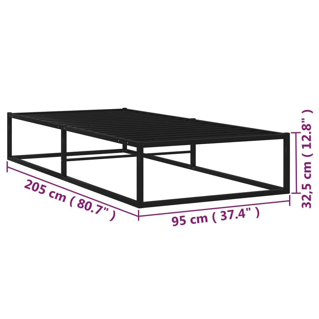 vidaXL Cadre de lit métal noir 90x200 cm