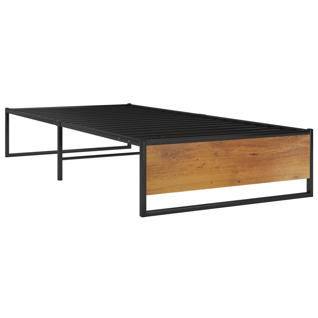 vidaXL Metal Bed Frame Black 90x200 cm