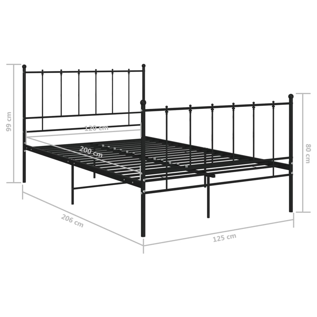 vidaXL Metal Bed Frame Black 120x200 cm