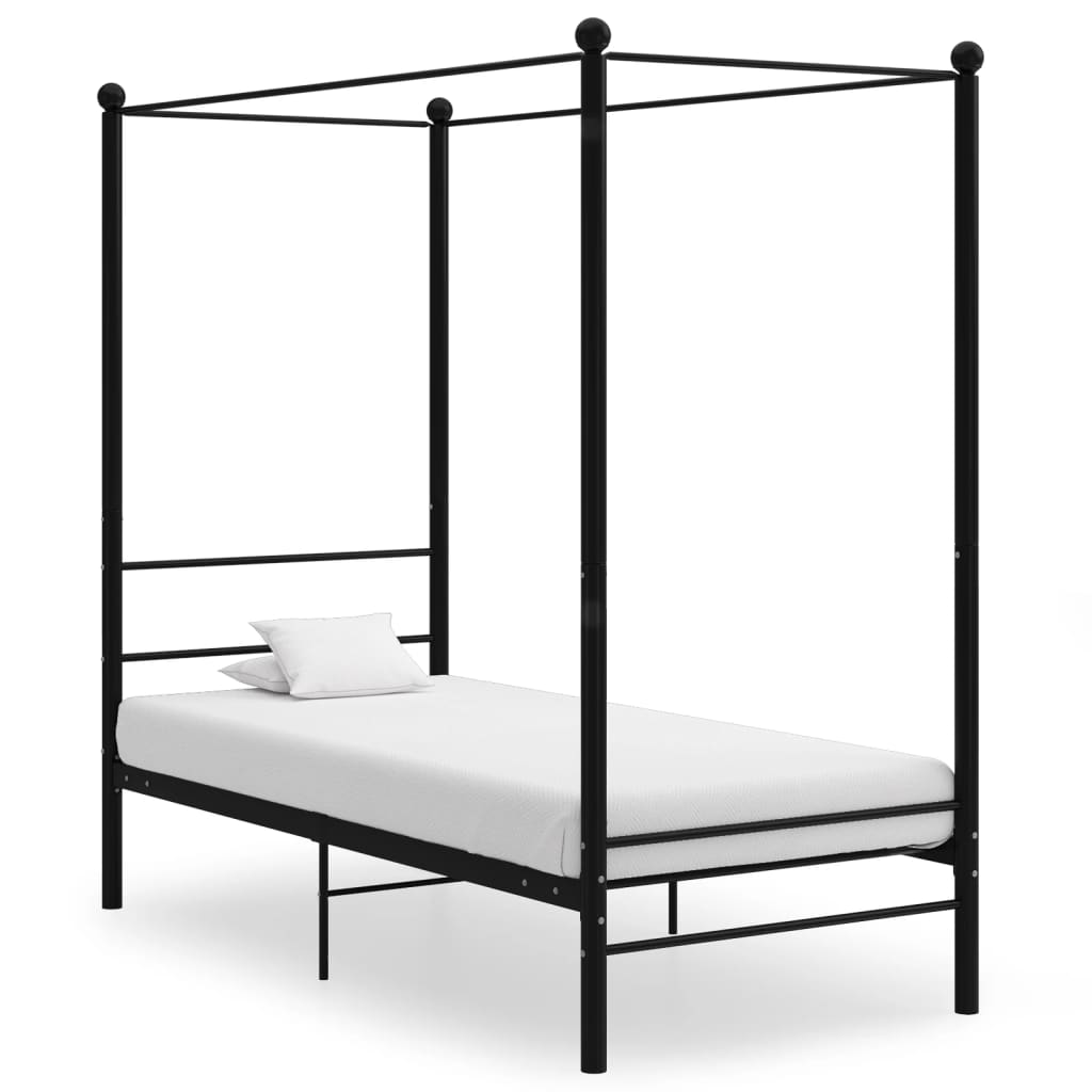 vidaXL Canopy Bed Frame Metal Black 90x200 cm