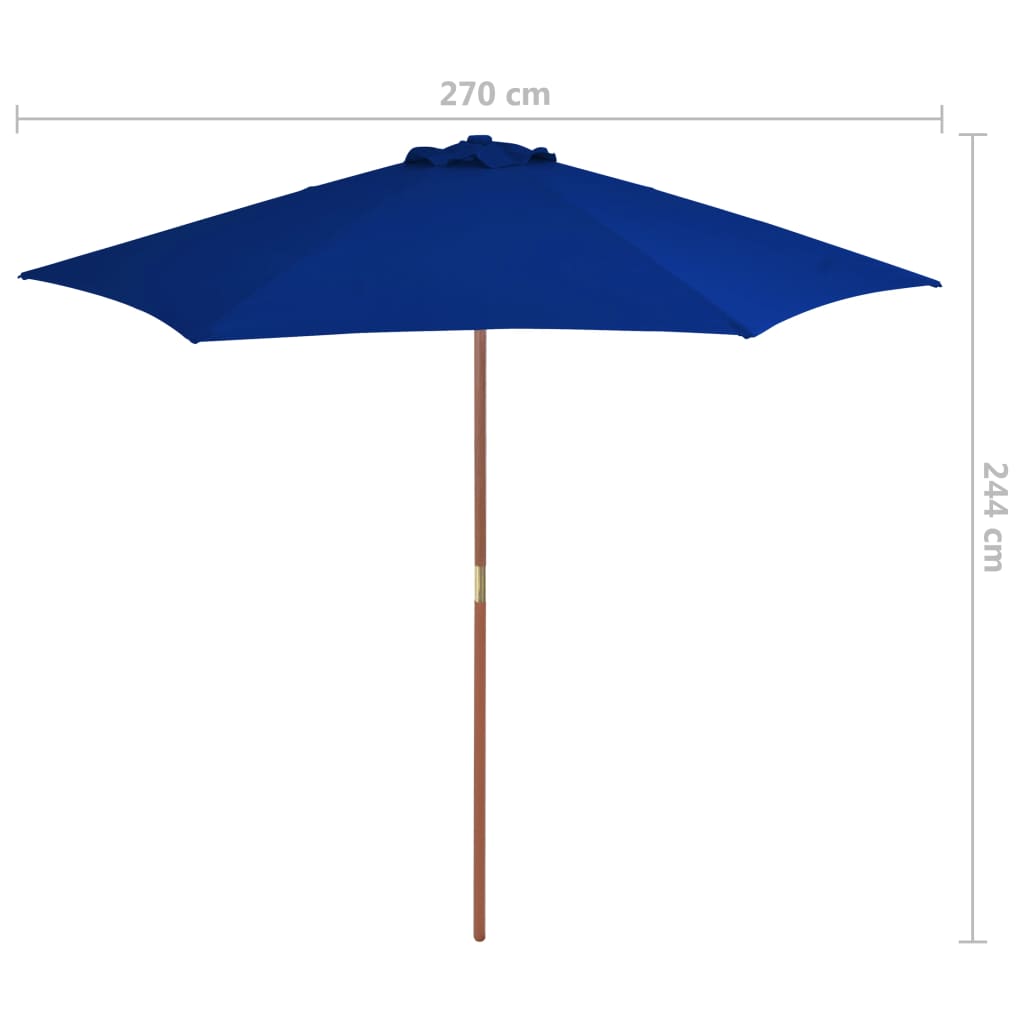 vidaXL Parasol met houten paal 270 cm zwart