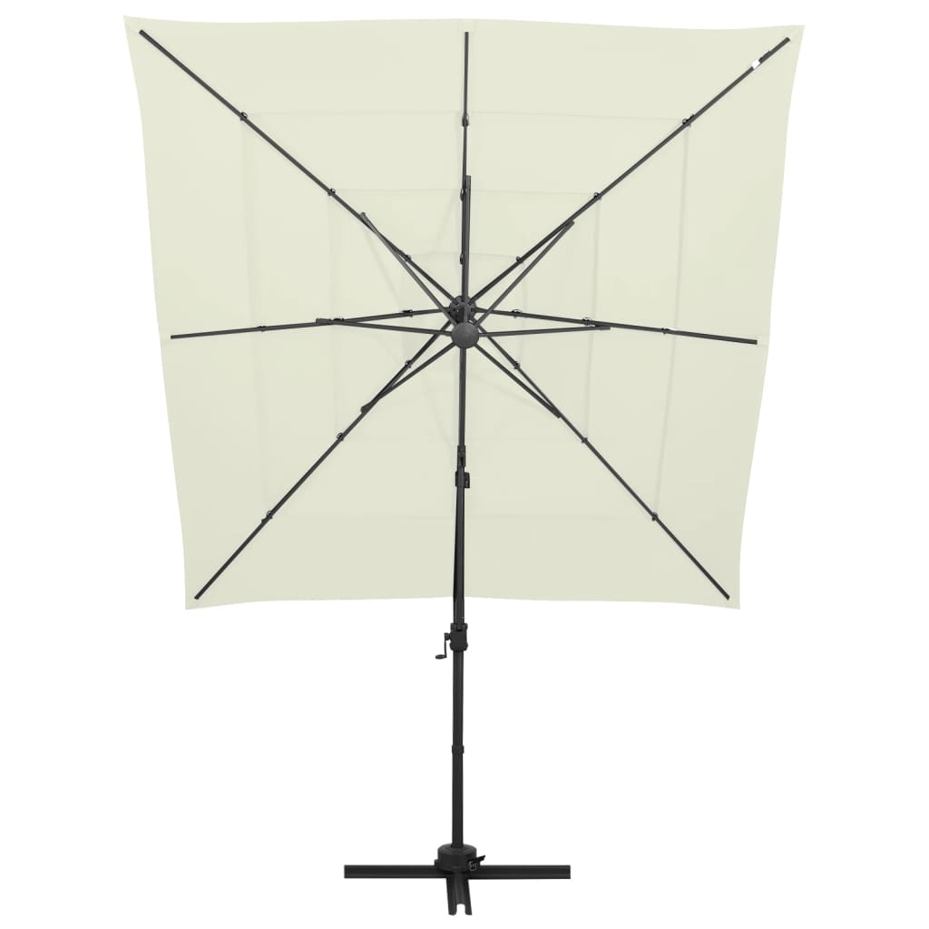 vidaXL Parasol 4-laags met aluminium paal 250x250 cm zandkleurig