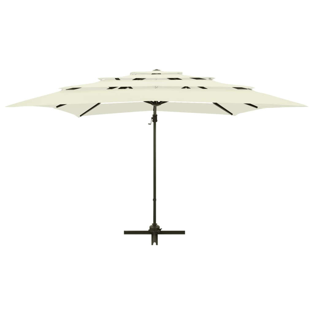 vidaXL Parasol 4-laags met aluminium paal 250x250 cm zandkleurig