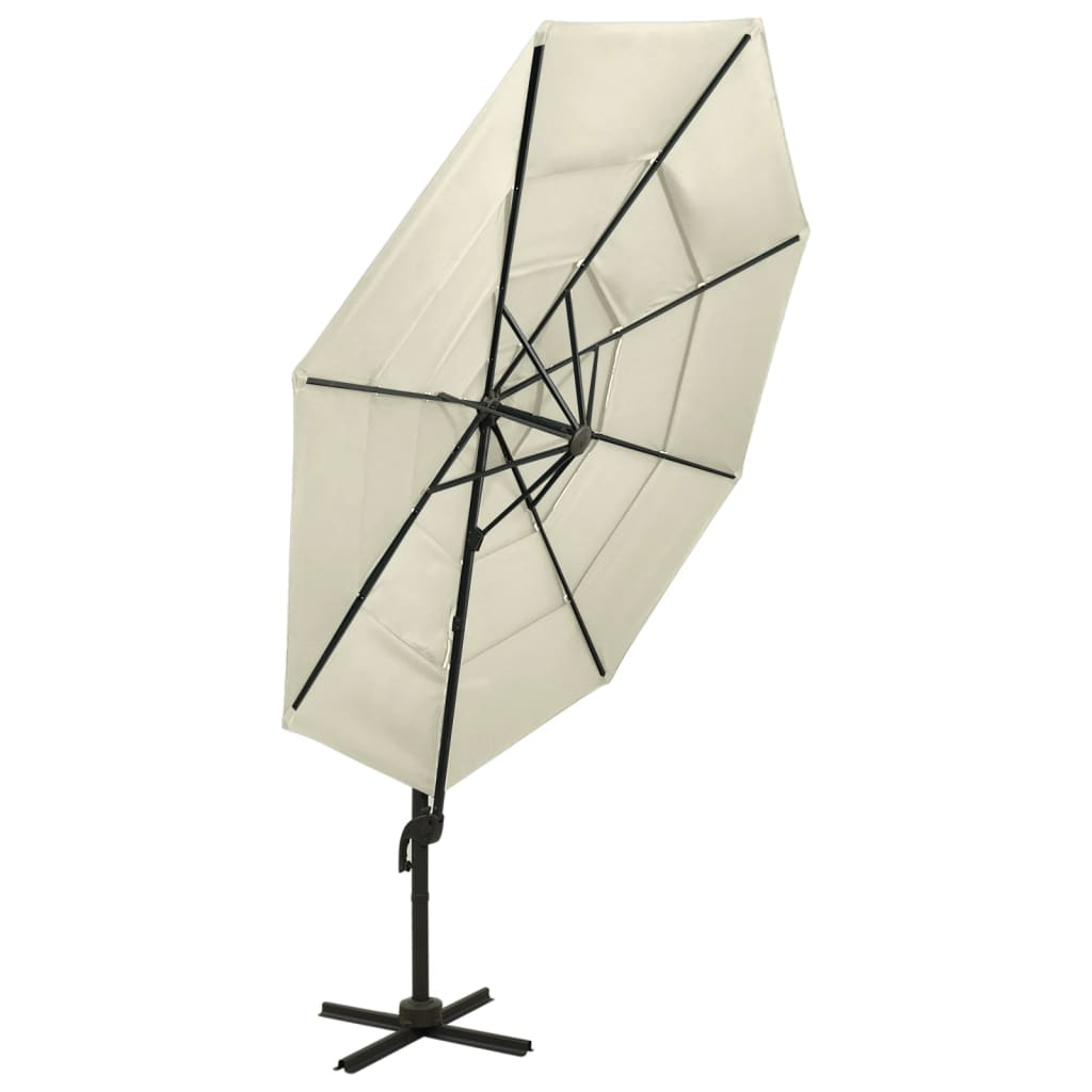 vidaXL Parasol 4-laags met aluminium paal 3x3 m zandkleurig