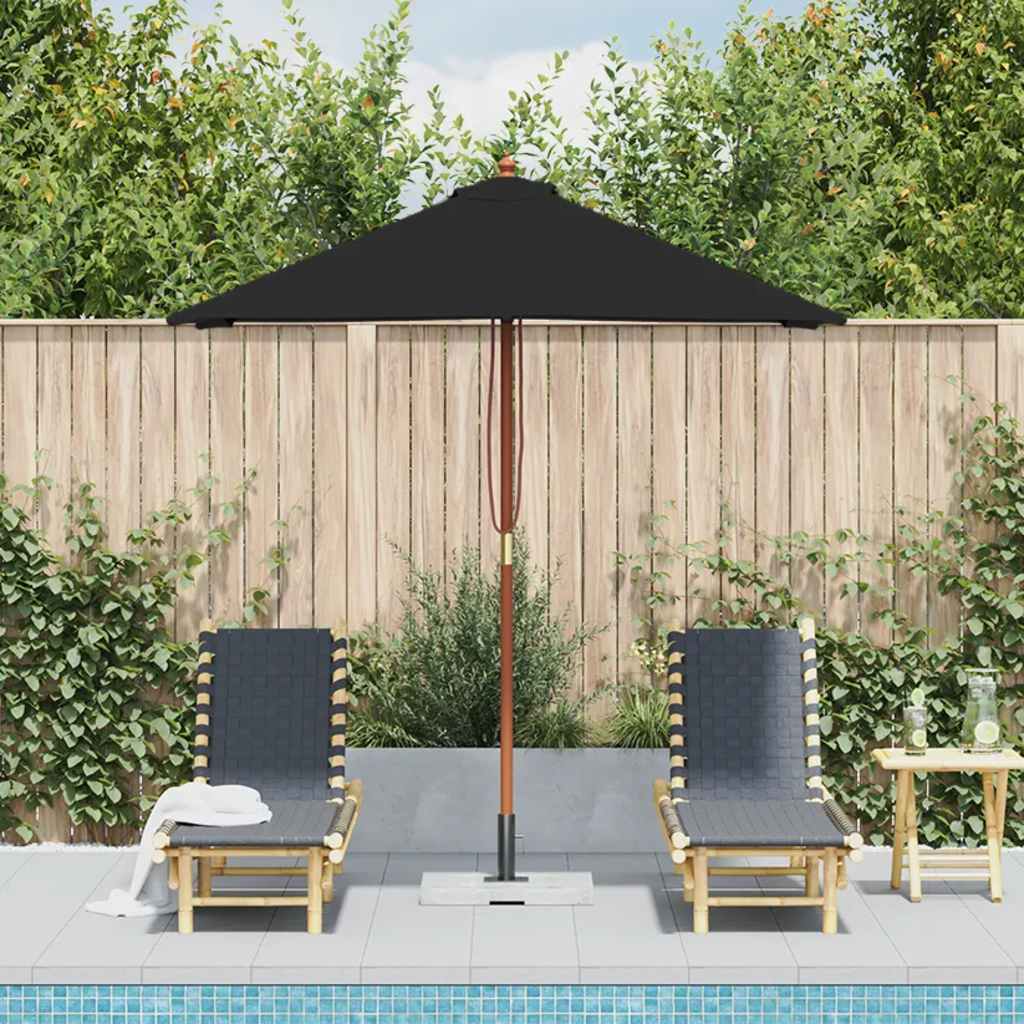 vidaXL Parasol met houten paal 150x200 cm zwart