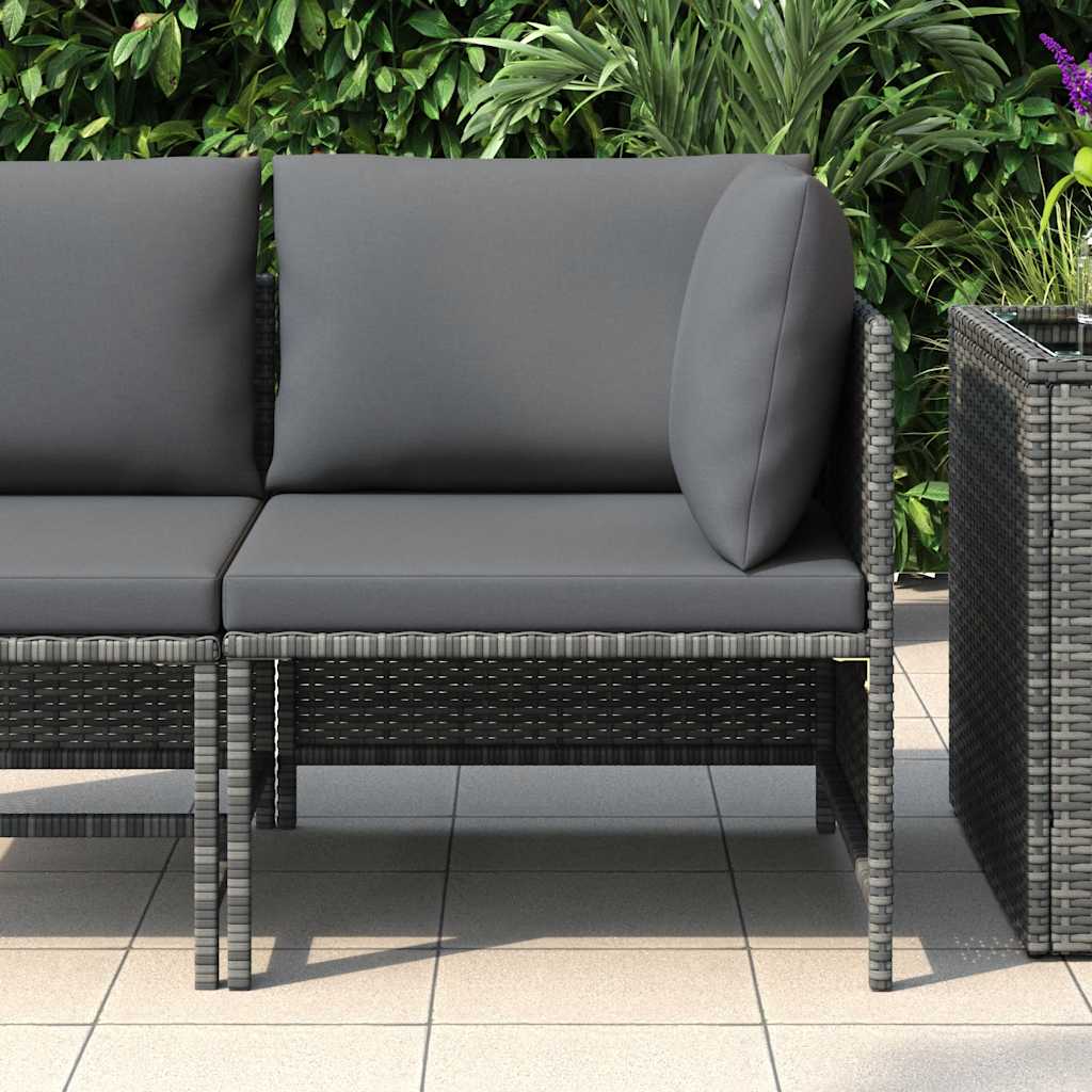 vidaXL Hoekbank sectioneel met kussens poly rattan grijs