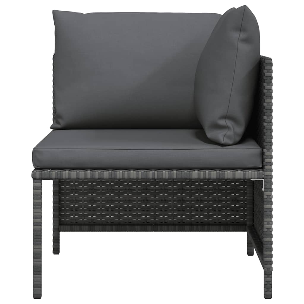 vidaXL Hoekbank sectioneel met kussens poly rattan grijs