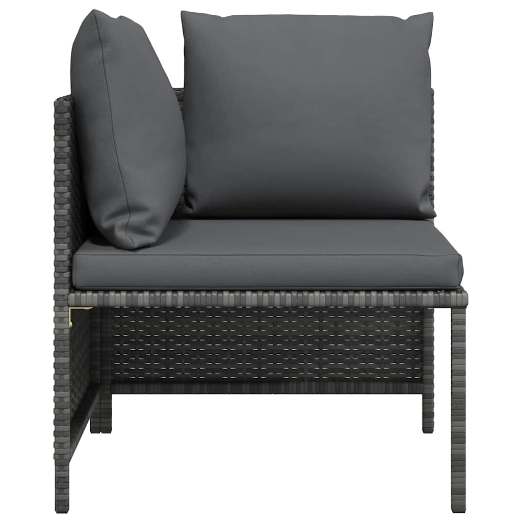 vidaXL Hoekbank sectioneel met kussens poly rattan grijs