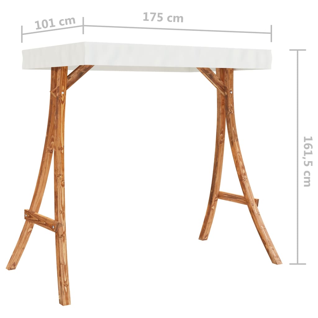 vidaXL Schommelframe met crèmekleur dak gebogen hout met teakafwerking