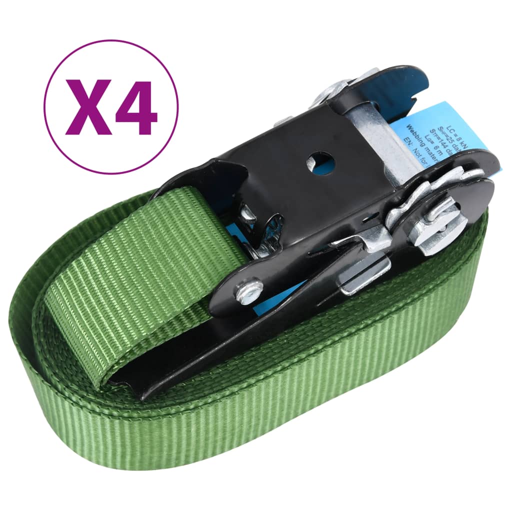 vidaXL Ratchet Straps 4 pcs 800 daN 6 m green