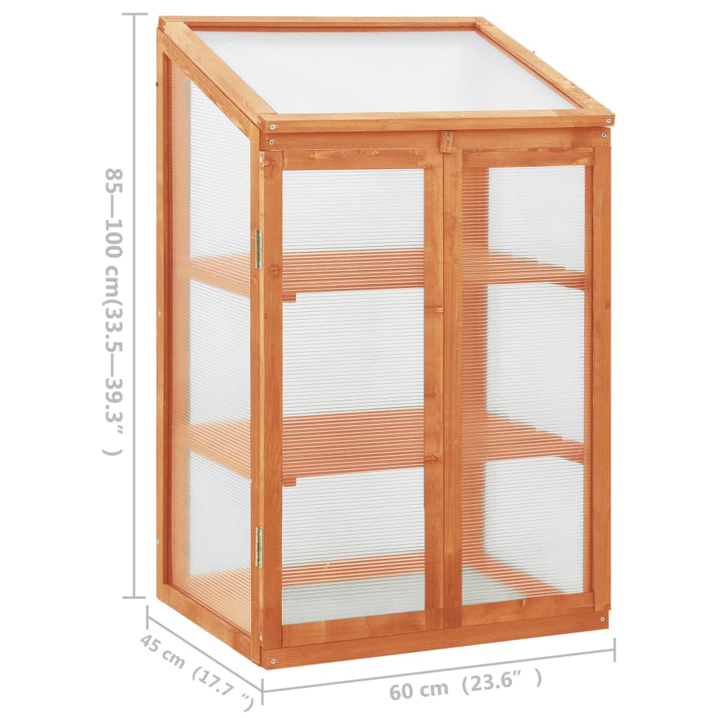vidaXL Broeikas 60x45x100 cm vurenhout