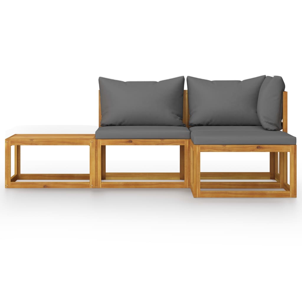 vidaXL 4-Piece Lounge Set with Cushions Solid Acacia Wood