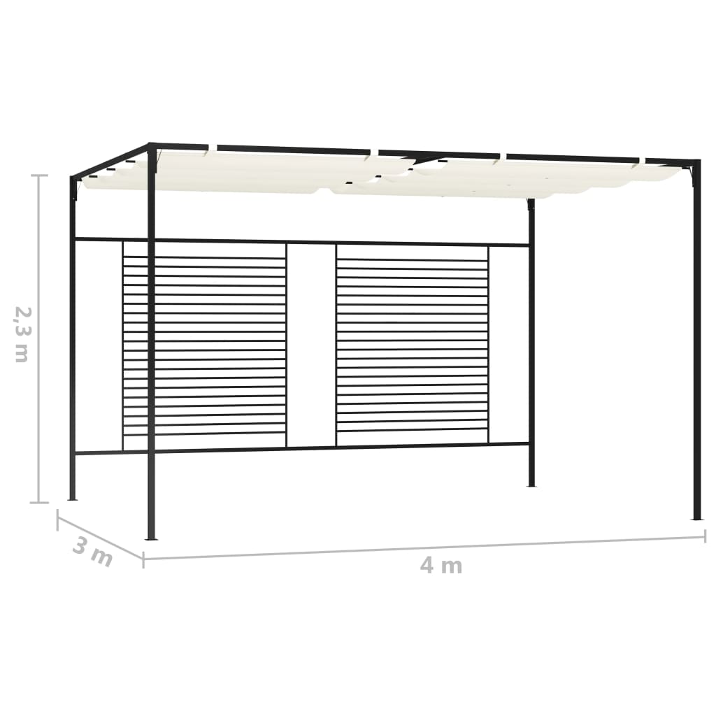 vidaXL Prieel met uittrekbaar dak 180 g/m² 3x4x2,3 m crèmekleurig
