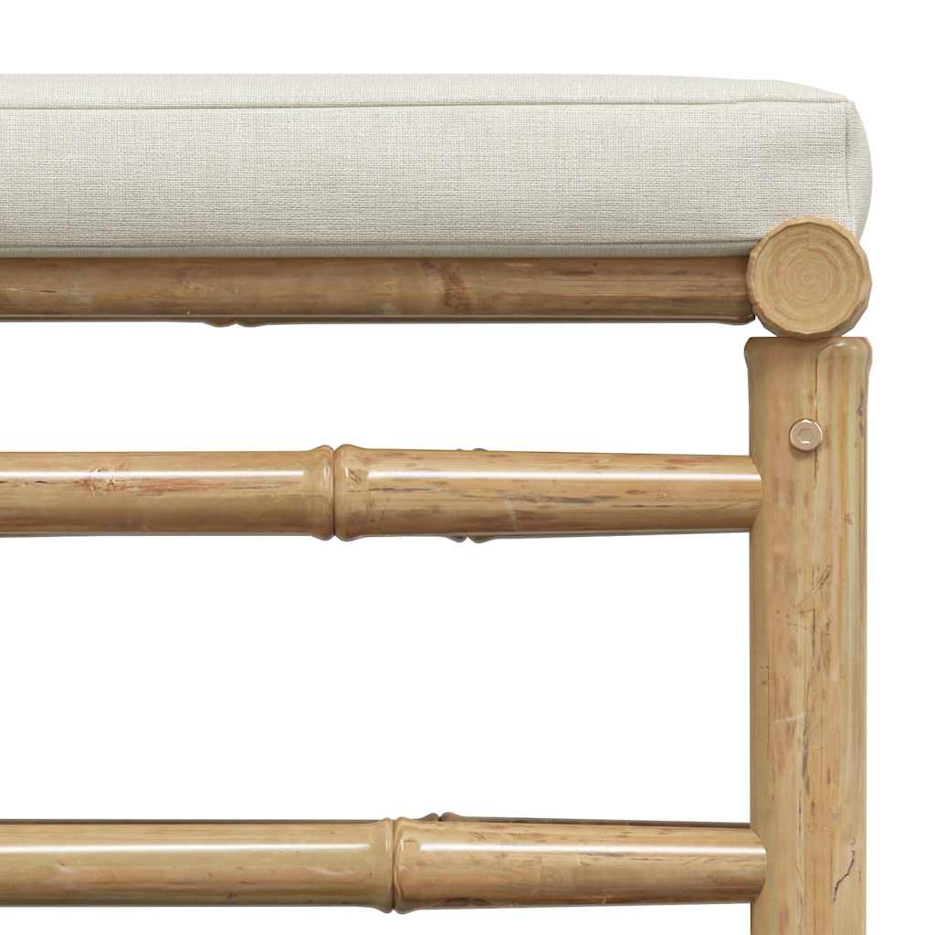 vidaXL 3-delige Loungeset met crèmewitte kussens bamboe