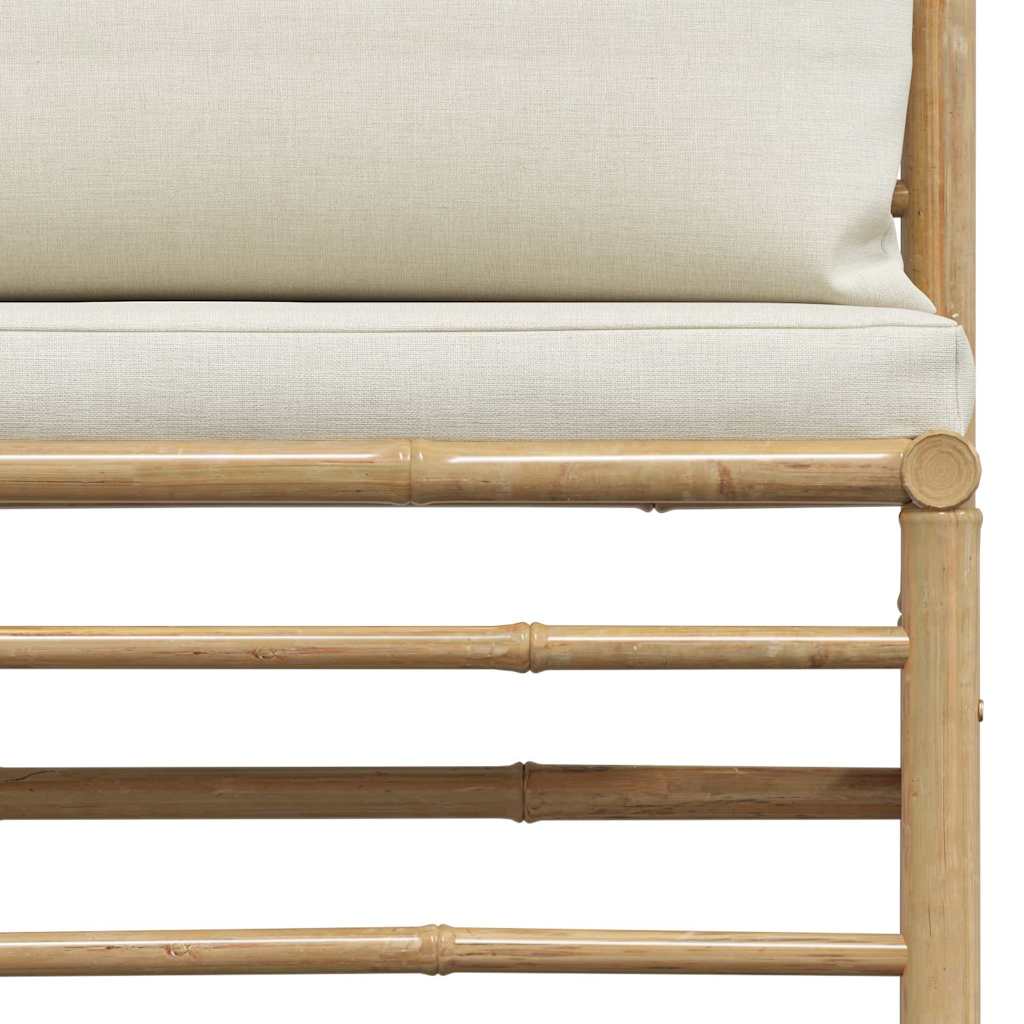 vidaXL 3-delige Loungeset met crèmewitte kussens bamboe