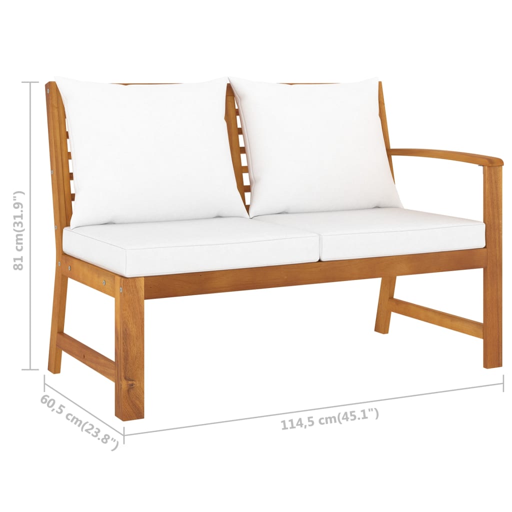 vidaXL 4-Piece Lounge Set with Cushions Solid Acacia Wood Cream
