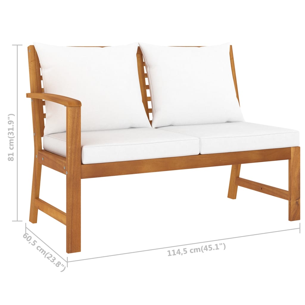 vidaXL 4-Piece Lounge Set with Cushions Solid Acacia Wood Cream