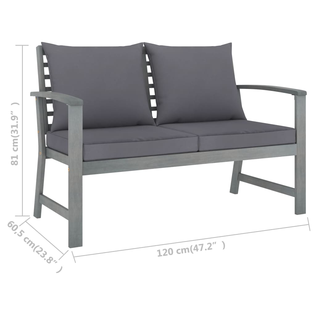 vidaXL 5-piece Lounge Set with Cushions Solid Acacia Wood Grey
