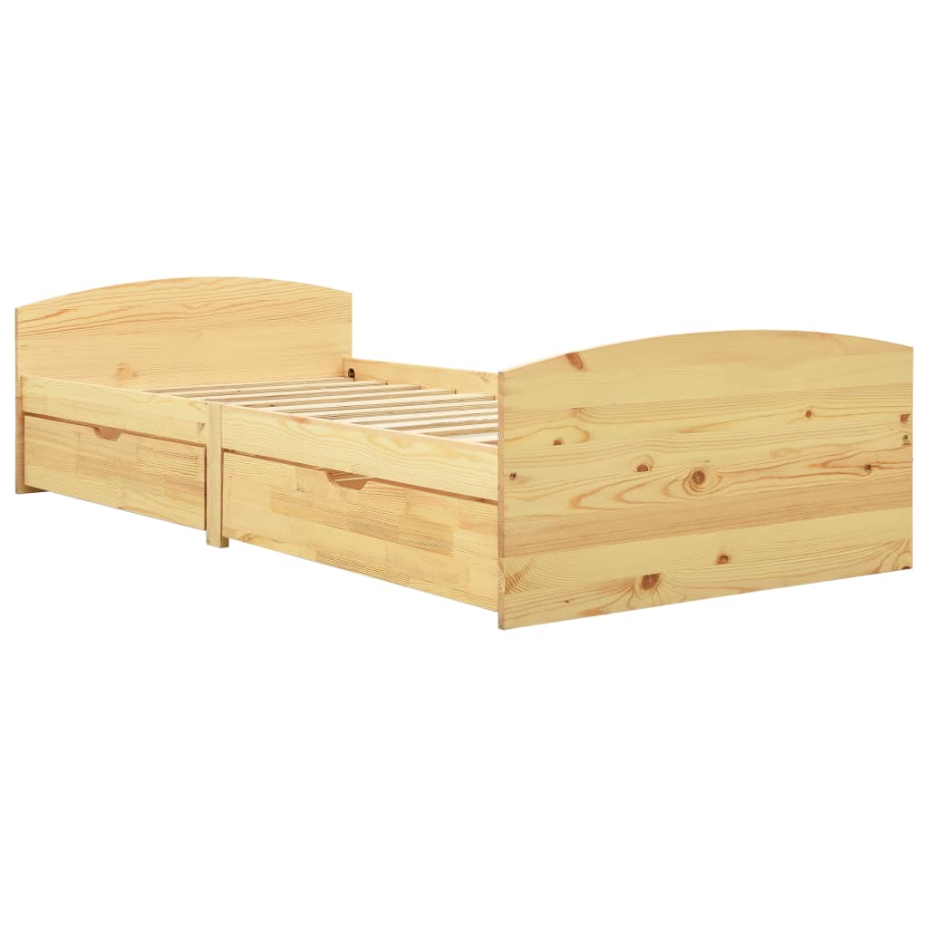 vidaXL Bedframe met 2 lades massief grenenhout 90x200 cm