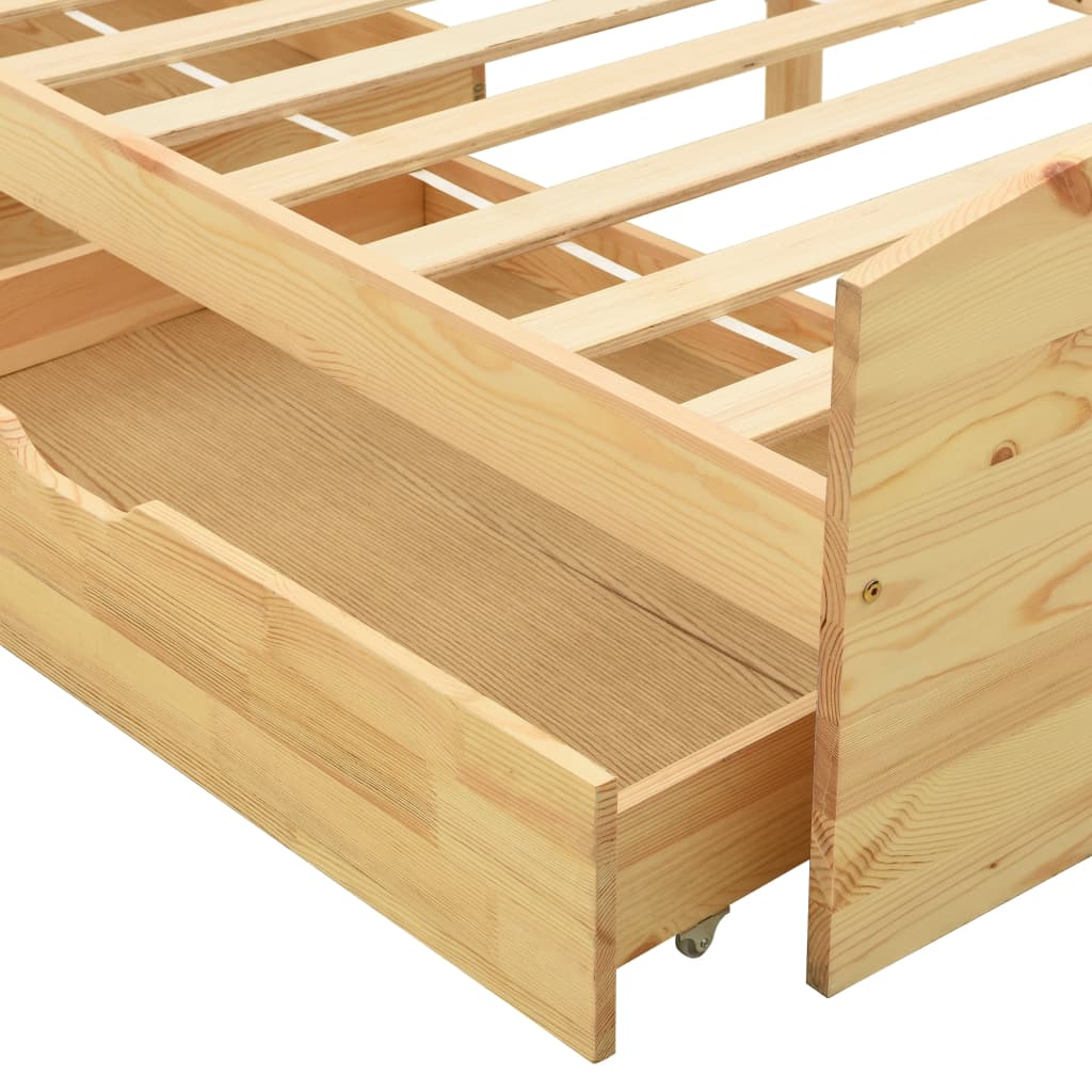 vidaXL Bedframe met 2 lades massief grenenhout 90x200 cm