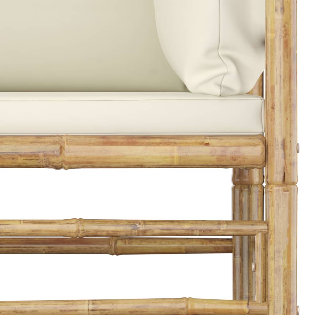 vidaXL 6-Piece Lounge Set with Cream White Cushions Bamboo