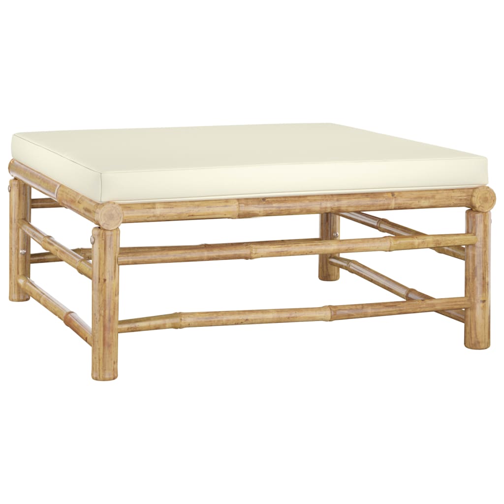 vidaXL 6-Piece Lounge Set with Cream White Cushions Bamboo