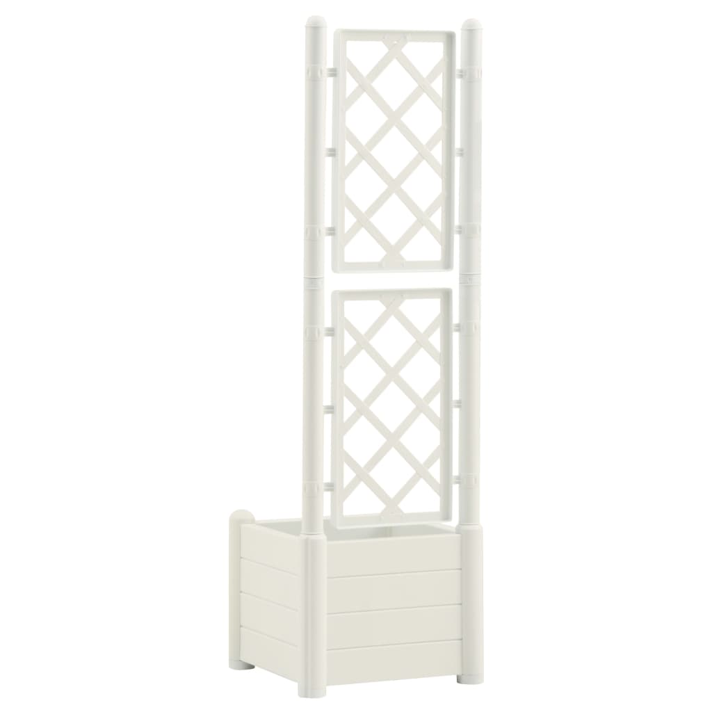 vidaXL Plantenbak met latwerk 43x43x142 cm PP wit