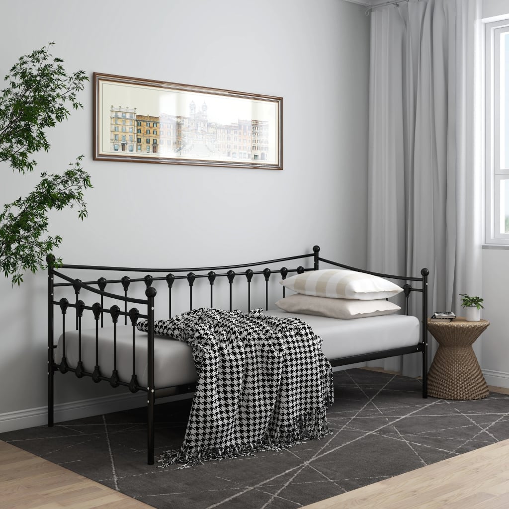 vidaXL Slaapbank metaal zwart 90x200 cm