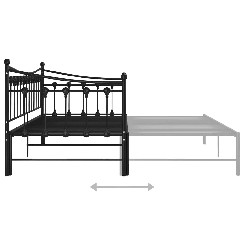 vidaXL Slaapbank uittrekbaar metaal zwart 90x200 cm
