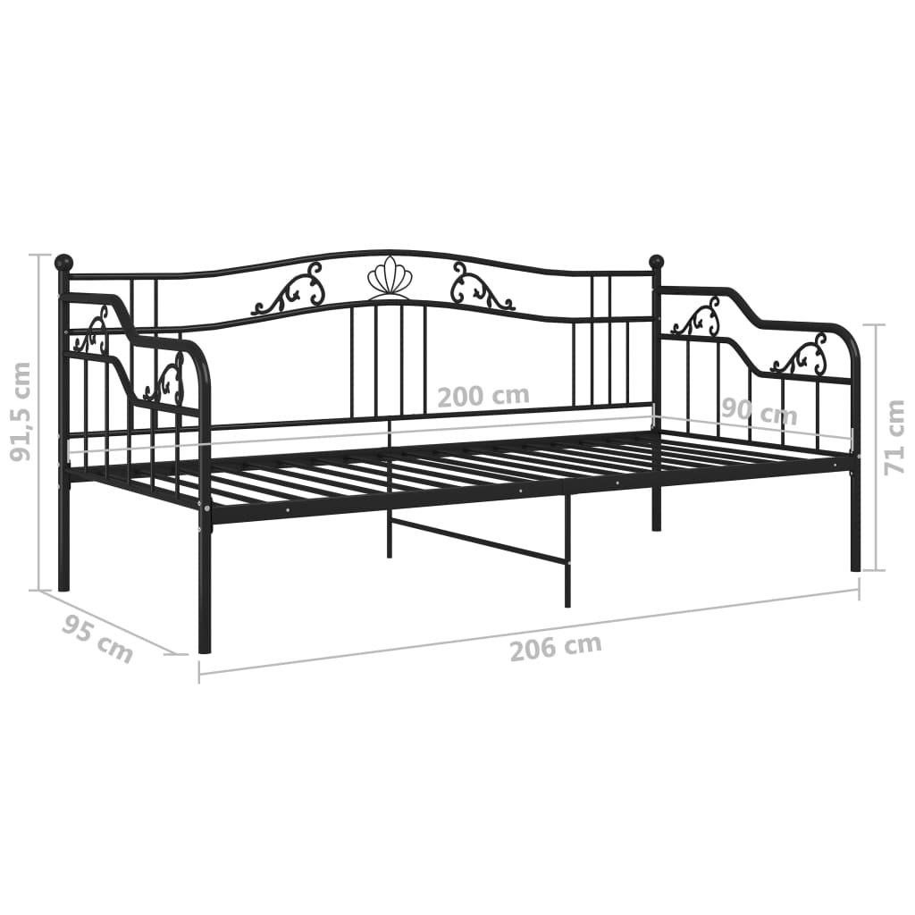 vidaXL Slaapbank metaal zwart 90x200 cm