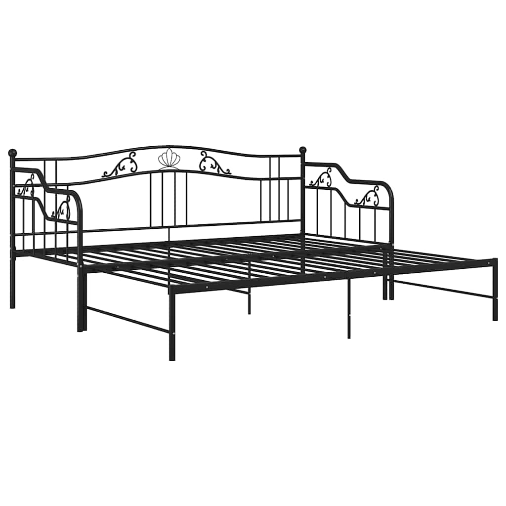 vidaXL Slaapbank uittrekbaar metaal zwart 90x200 cm