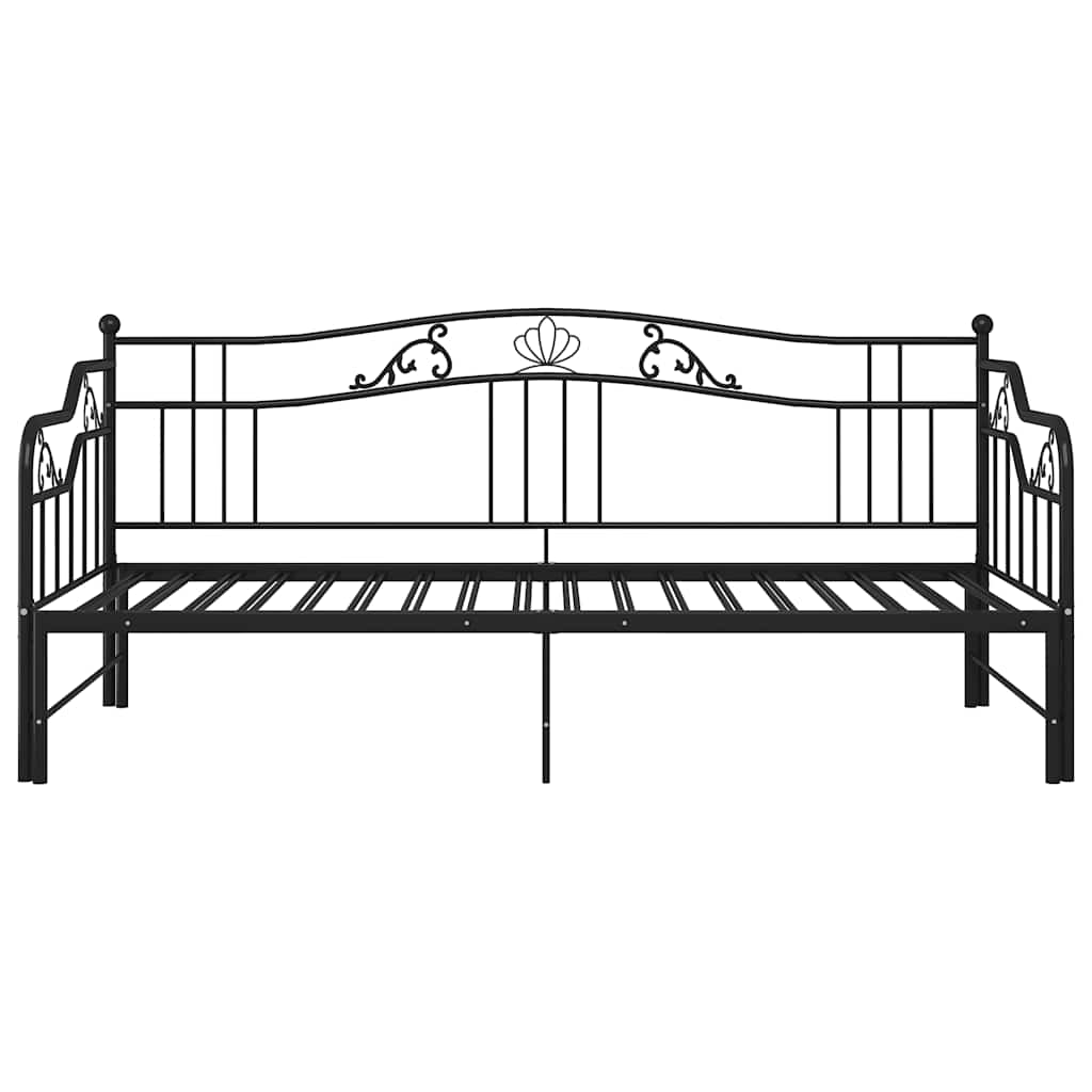 vidaXL Slaapbank uittrekbaar metaal zwart 90x200 cm