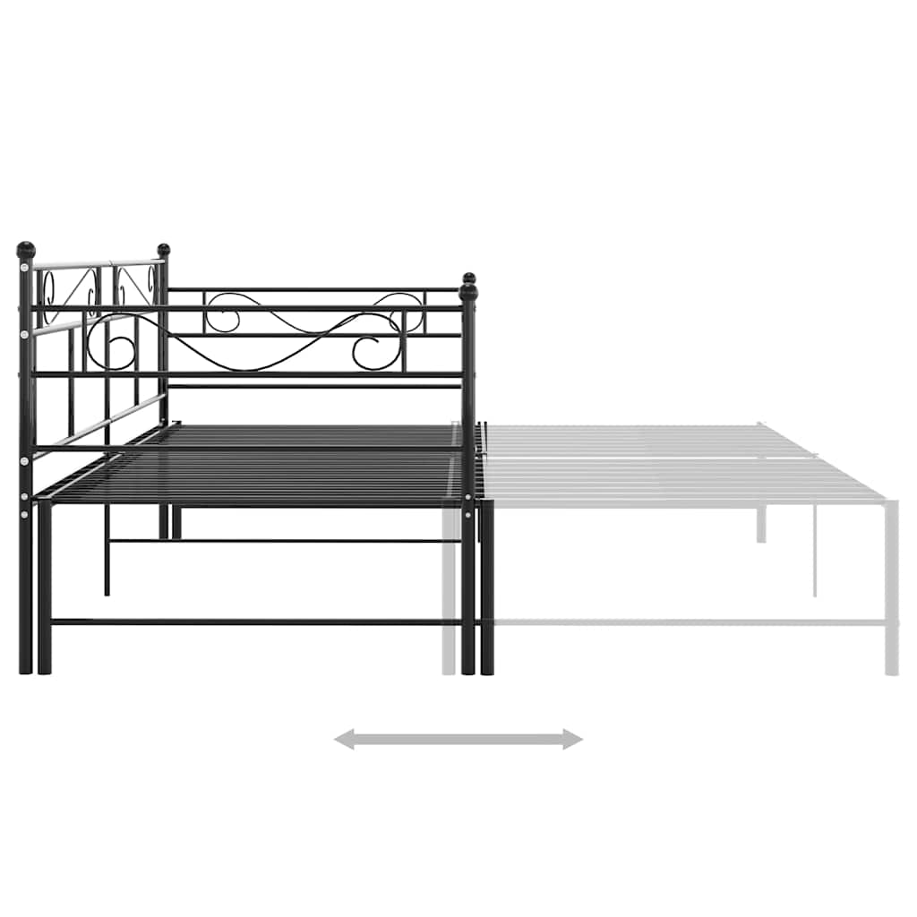 vidaXL Slaapbank uittrekbaar metaal zwart 90x200 cm