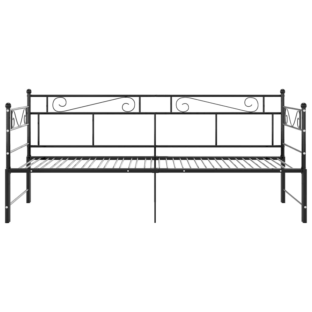 vidaXL Slaapbank uittrekbaar metaal zwart 90x200 cm
