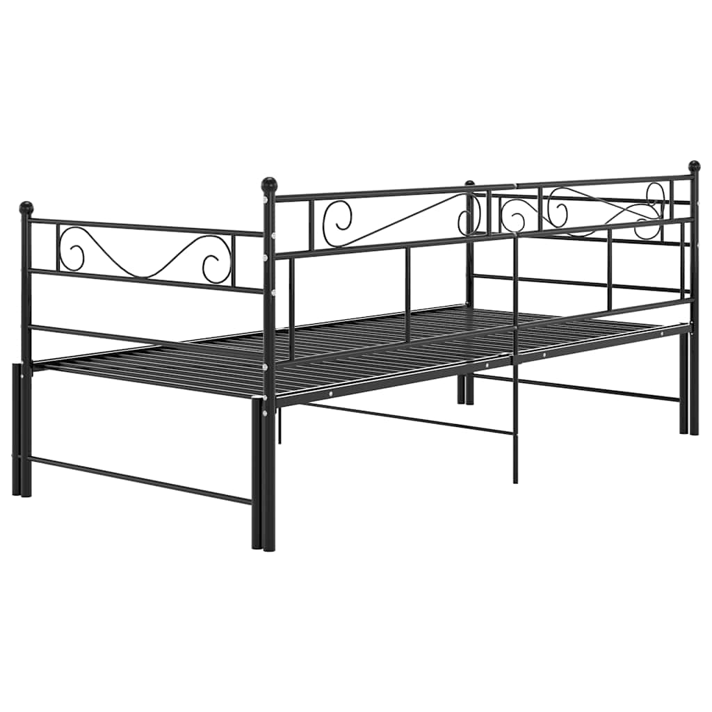 vidaXL Slaapbank uittrekbaar metaal zwart 90x200 cm