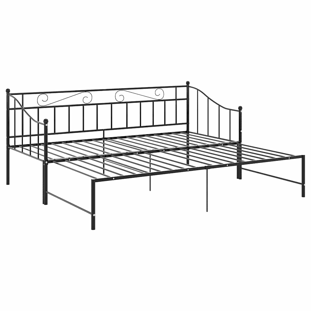 vidaXL Slaapbankframe uittrekbaar metaal zwart 90x200 cm